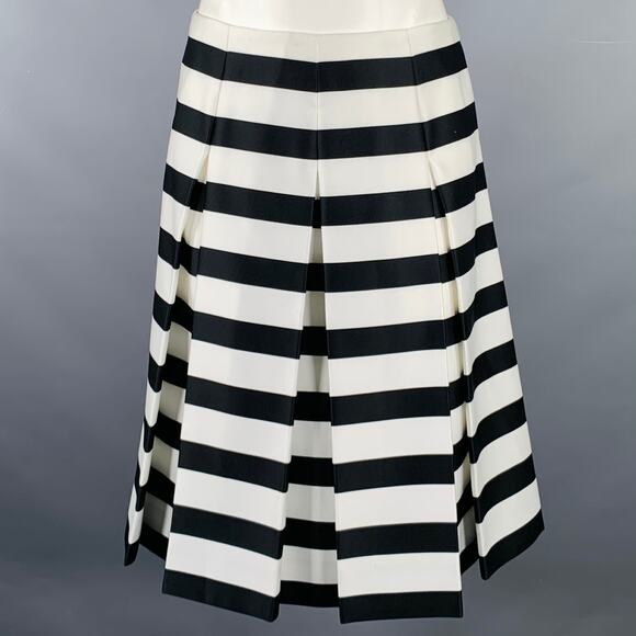 MARC JACOBS Size 0 Black White Polyester Stripe Flared Skirt - Picture 1 of 7